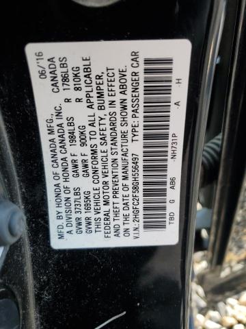 2HGFC2F58GH556497 - 2016 HONDA CIVIC LX BLACK photo 12