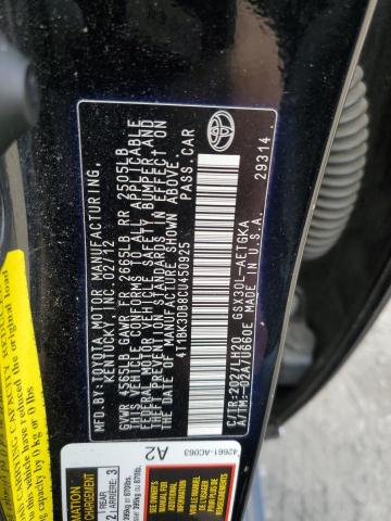 4T1BK3DB8CU450925 - 2012 TOYOTA AVALON BASE أسود صورة 12