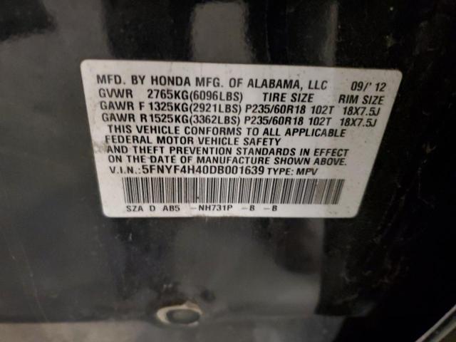 5FNYF4H40DB001639 - 2013 HONDA PILOT EX BLACK photo 14