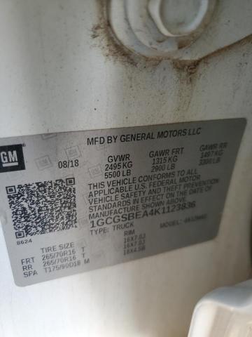 1GCGSBEA4K1123836 - 2019 CHEVROLET COLORADO თეთრი ფოტო 12