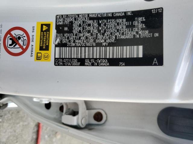 2T2BK1BA7DC189316 - 2013 LEXUS RX 350 BASE WHITE photo 13