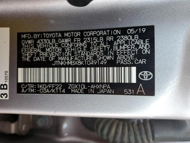 JTNKHMBX8K1049149 - 2019 TOYOTA C-HR XLE 银色 照片 13