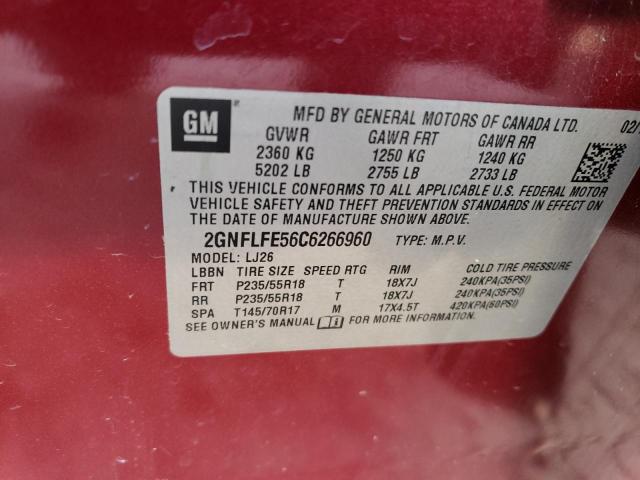 2GNFLFE56C6266960 - 2012 CHEVROLET EQUINOX LTZ RED photo 13