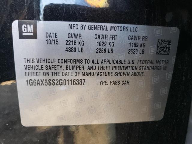 1G6AX5SS2G0116387 - 2016 CADILLAC CTS LUXURY COLLECTION Czarny zdjęcie 12