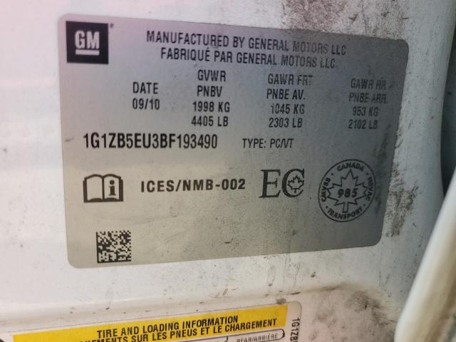 1G1ZB5EU3BF193490 - 2011 CHEVROLET MALIBU LS WHITE photo 12