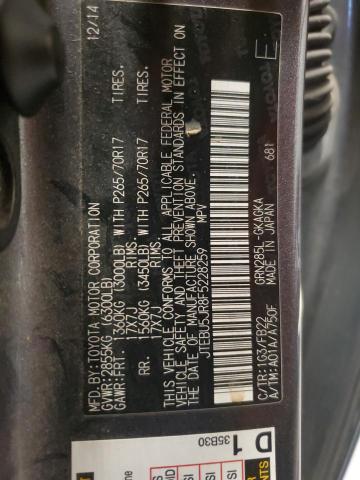 JTEBU5JR8F5228259 - 2015 TOYOTA 4RUNNER SR5/SR5 PREMIUM GRAY photo 14