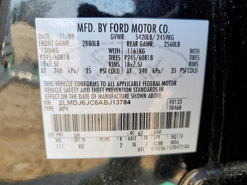 2LMDJ6JC6ABJ13784 - 2010 LINCOLN MKX Qara foto 13