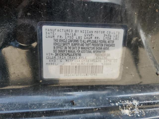 3N1CN7AP5JL879795 - 2018 NISS VERSA S BLACK photo 13