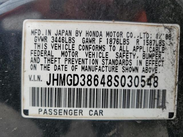 JHMGD38648S030548 - 2008 HONDA FIT SPORT BLACK photo 13