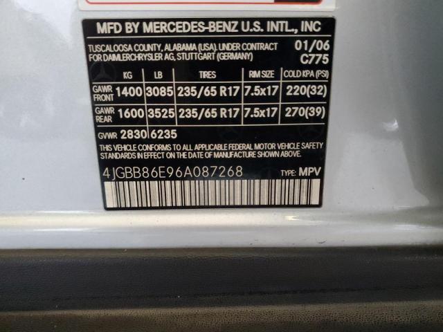 4JGBB86E96A087268 - 2006 MERCEDES-BENZ ML 350 SILVER photo 13