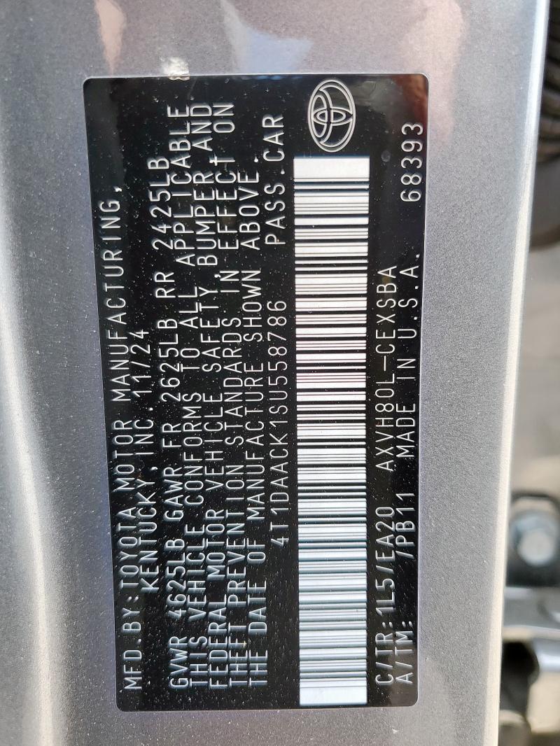 4T1DAACK1SU558786 - 2025 TOYOTA CAMRY XSE GRAY photo 13