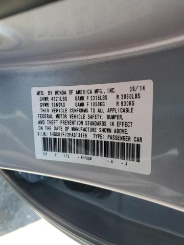 1HGCR2F73FA013199 - 2015 HONDA ACCORD EX 银色 照片 12