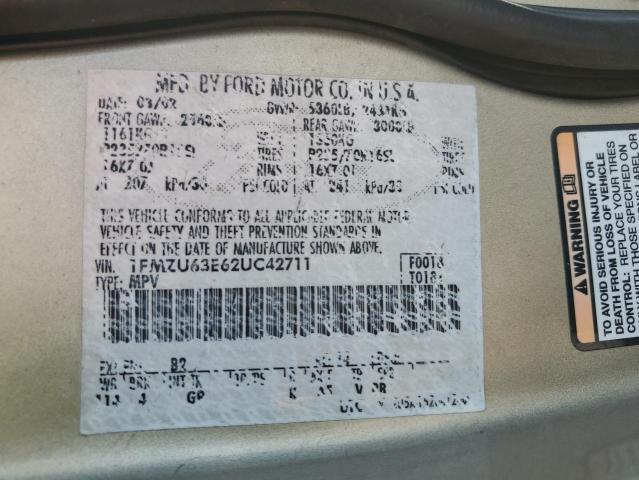 1FMZU63E62UC42711 - 2002 FORD EXPLORER XLT GOLD photo 13