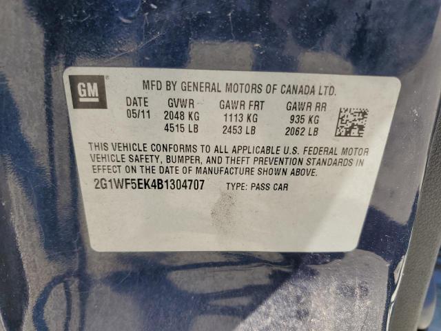 2G1WF5EK4B1304707 - 2011 CHEVROLET IMPALA LS Schwarz Foto 12