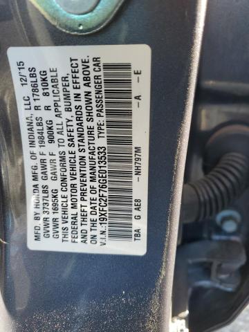 19XFC2F76GE013533 - 2016 HONDA CIVIC EX CHARCOAL photo 12