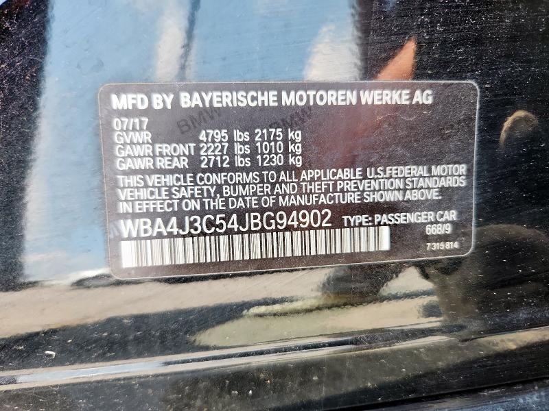 WBA4J3C54JBG94902 - 2018 BMW 430XI GRAN COUPE BLACK photo 12