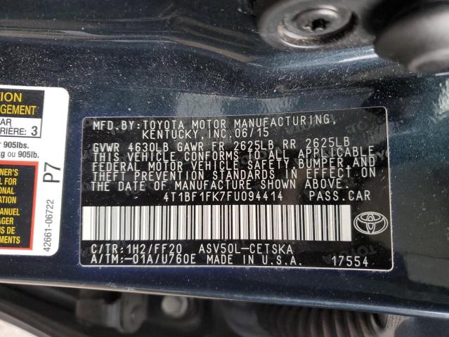 4T1BF1FK7FU094414 - 2015 TOYOTA CAMRY LE BLUE photo 12