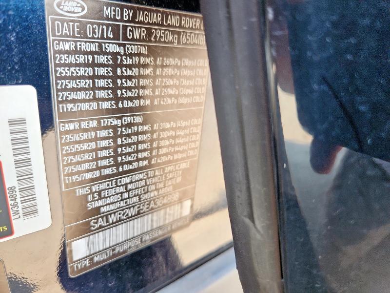 SALWR2WF5EA364898 - 2014 LAND ROVER RANGE ROVE HSE BLACK photo 14