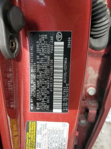 4T1BE32K14U368708 - 2004 TOYOTA CAMRY LE BURGUNDY photo 12