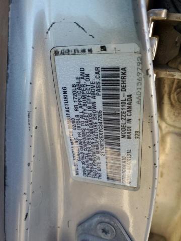 2T1BR12EXYC347205 - 2000 TOYOTA COROLLA VE SILVER photo 12