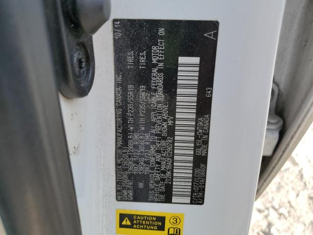 2T2BK1BA0FC290782 - 2015 LEXUS RX 350 BASE 白色 照片 14