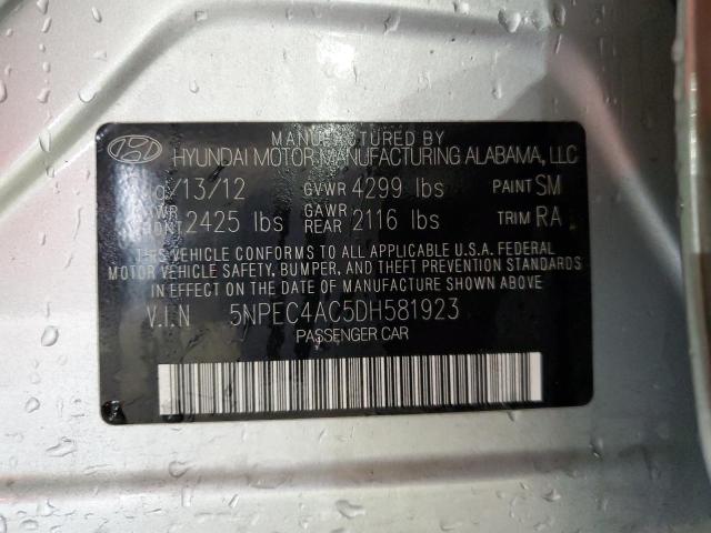 5NPEC4AC5DH581923 - 2013 HYUNDAI SONATA SE 银色 照片 12