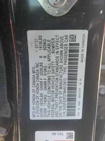 2HGFE2F27NH512813 - 2022 HONDA CIVIC LX Qara foto 12