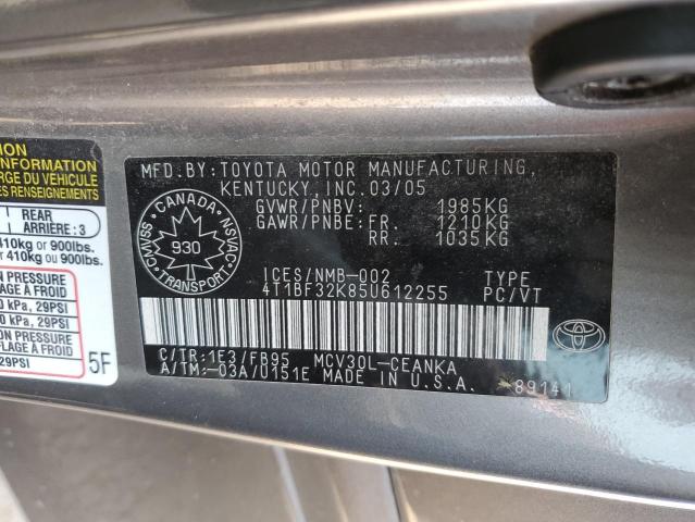4T1BF32K85U612255 - 2005 TOYOTA CAMRY LE GRAY photo 13