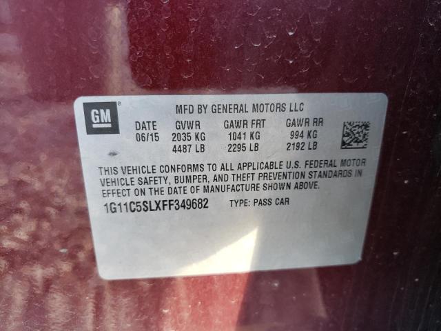 1G11C5SLXFF349682 - 2015 CHEVROLET MALIBU 1LT MAROON photo 12