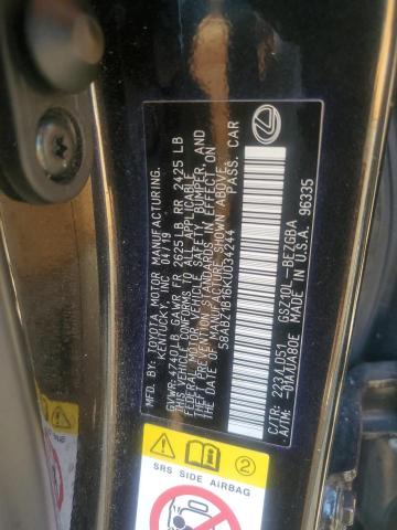 58ABZ1B16KU034244 - 2019 LEXUS ES 350 შავი ფოტო 12