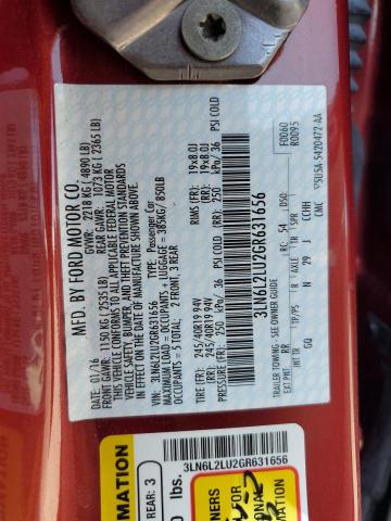 3LN6L2LU2GR631656 - 2016 LINCOLN MKZ HYBRID RED photo 12