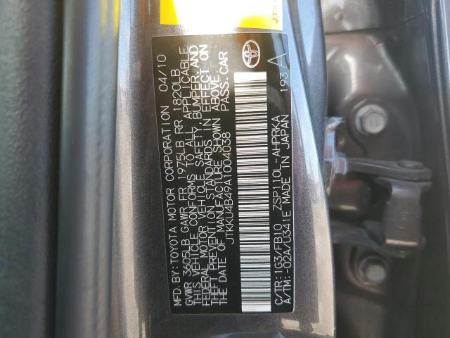 JTKKU4B49A1004038 - 2010 TOYOTA SCION XD GRAY photo 13