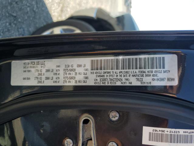 3C6RR7LT8HG722424 - 2017 RAM 1500 SLT შავი ფოტო 12