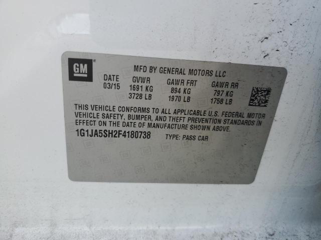 1G1JA5SH2F4180738 - 2015 CHEVROLET SONIC LS WHITE photo 12