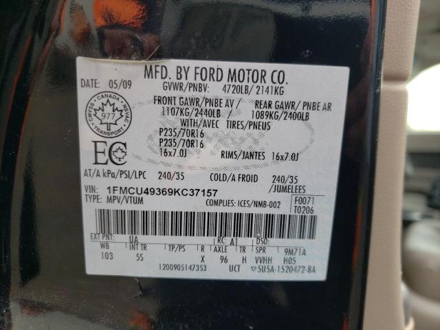 1FMCU49369KC37157 - 2009 FORD ESCAPE HYBRID BLACK photo 13