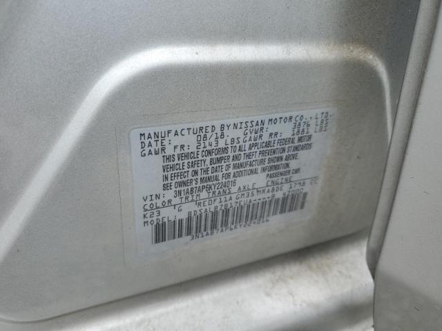 3N1AB7AP6KY224016 - 2019 NISSAN SENTRA S SILVER photo 12