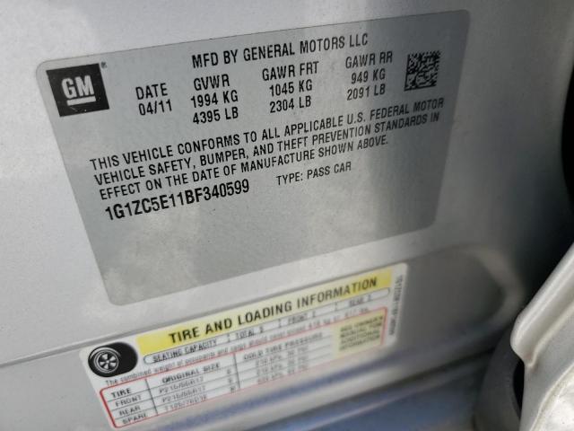 1G1ZC5E11BF340599 - 2011 CHEVROLET MALIBU 1LT Gümüş foto 13