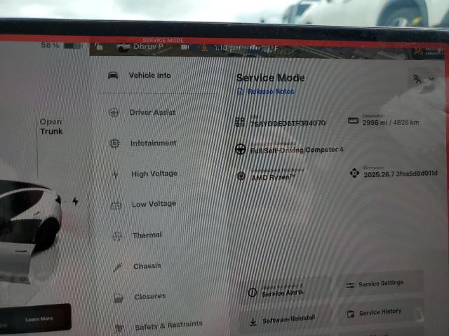 7SAYGDED6TF384070 - 2026 TESLA MODEL Y WHITE photo 9