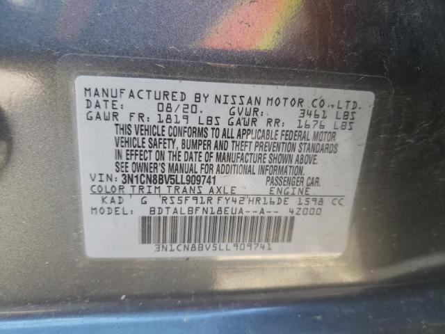 3N1CN8BV5LL909741 - 2020 NISSAN VERSA S GRAY photo 12