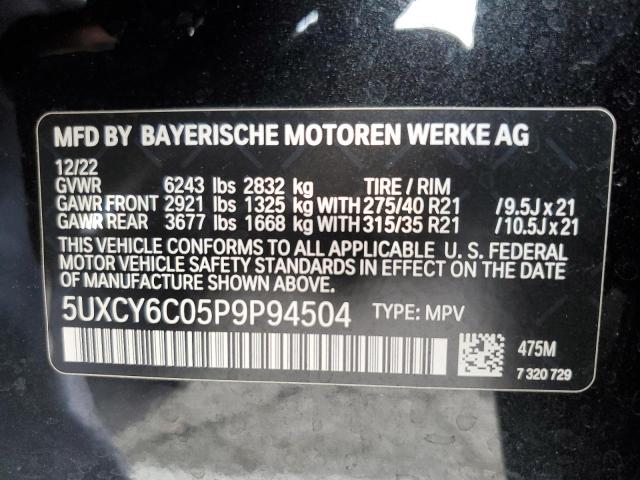 5UXCY6C05P9P94504 - 2023 BMW X6 XDRIVE40I BLACK photo 14