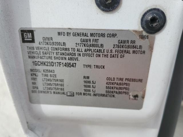 1GCHK23D17F149547 - 2007 CHEVROLET SILVERADO K2500 HEAVY DUTY WHITE photo 13