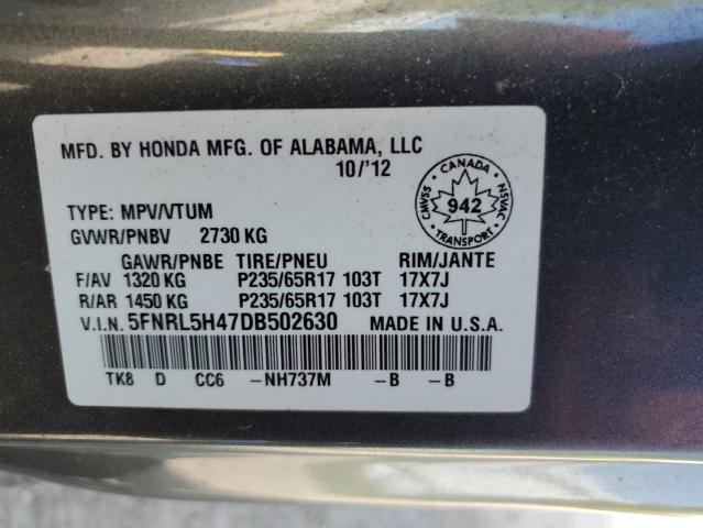 5FNRL5H47DB502630 - 2013 HONDA ODYSSEY EX GRAY photo 13
