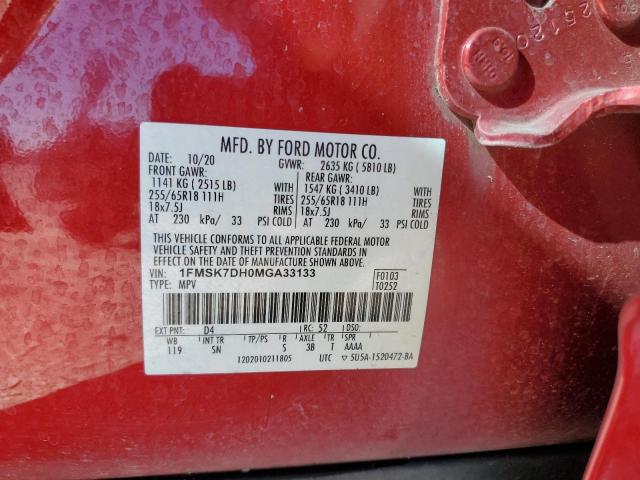 1FMSK7DH0MGA33133 - 2021 FORD EXPLORER XLT RED photo 14