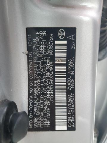 JTDKN3DU6B5343815 - 2011 TOYOTA PRIUS Gümüş foto 13