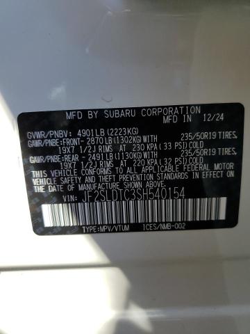 JF2SLDTC3SH540154 - 2025 SUBARU FORESTER TOURING WHITE photo 13