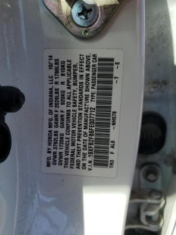 19XFB2F86FE007712 - 2015 HONDA CIVIC EX WHITE photo 12