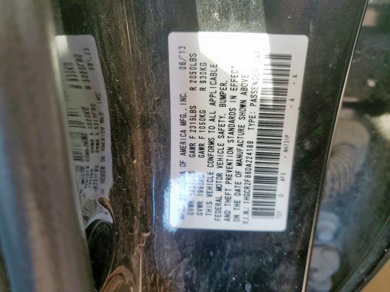 1HGCR2F86DA224189 - 2013 HONDA ACCORD EXL შავი ფოტო 12