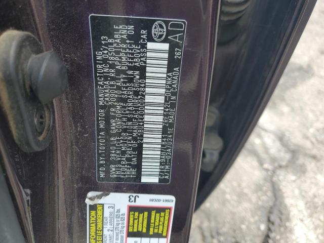 2T1BU4EE0DC072840 - 2013 TOYOTA COROLLA BASE MAROON photo 12