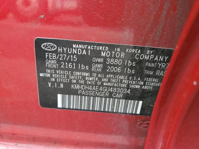 KMHDH4AE4GU483034 - 2016 HYUNDAI ELANTRA SE BURGUNDY photo 12