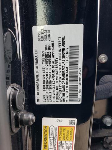 5FNYF7H58LB006144 - 2020 HONDA PASSPORT EXL შავი ფოტო 12
